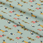 Cute Dogs Aqua Fabric