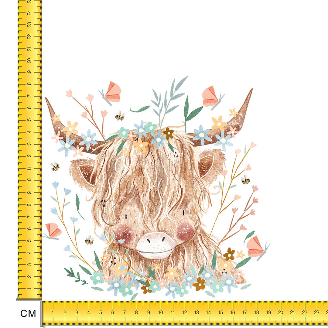 Cute Highland Cow Iron on Fabric Heat Transfer DTF-133