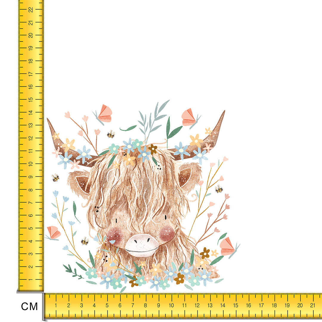 Cute Highland Cow Iron on Fabric Heat Transfer DTF-133
