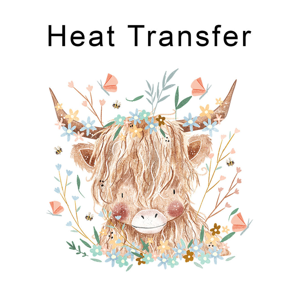 Cute Highland Cow Iron on Fabric Heat Transfer DTF-133