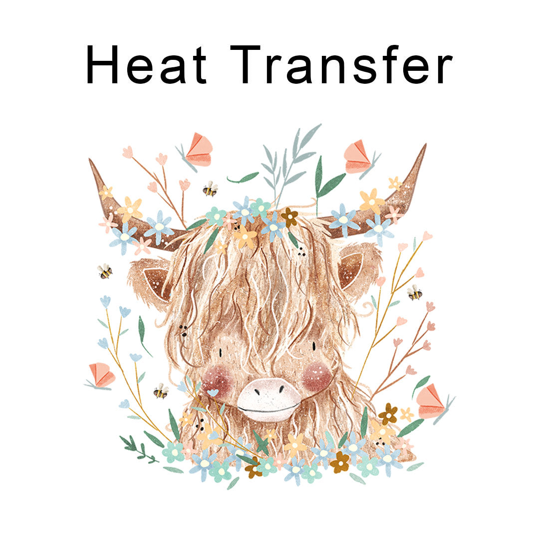 Cute Highland Cow Iron on Fabric Heat Transfer DTF-133