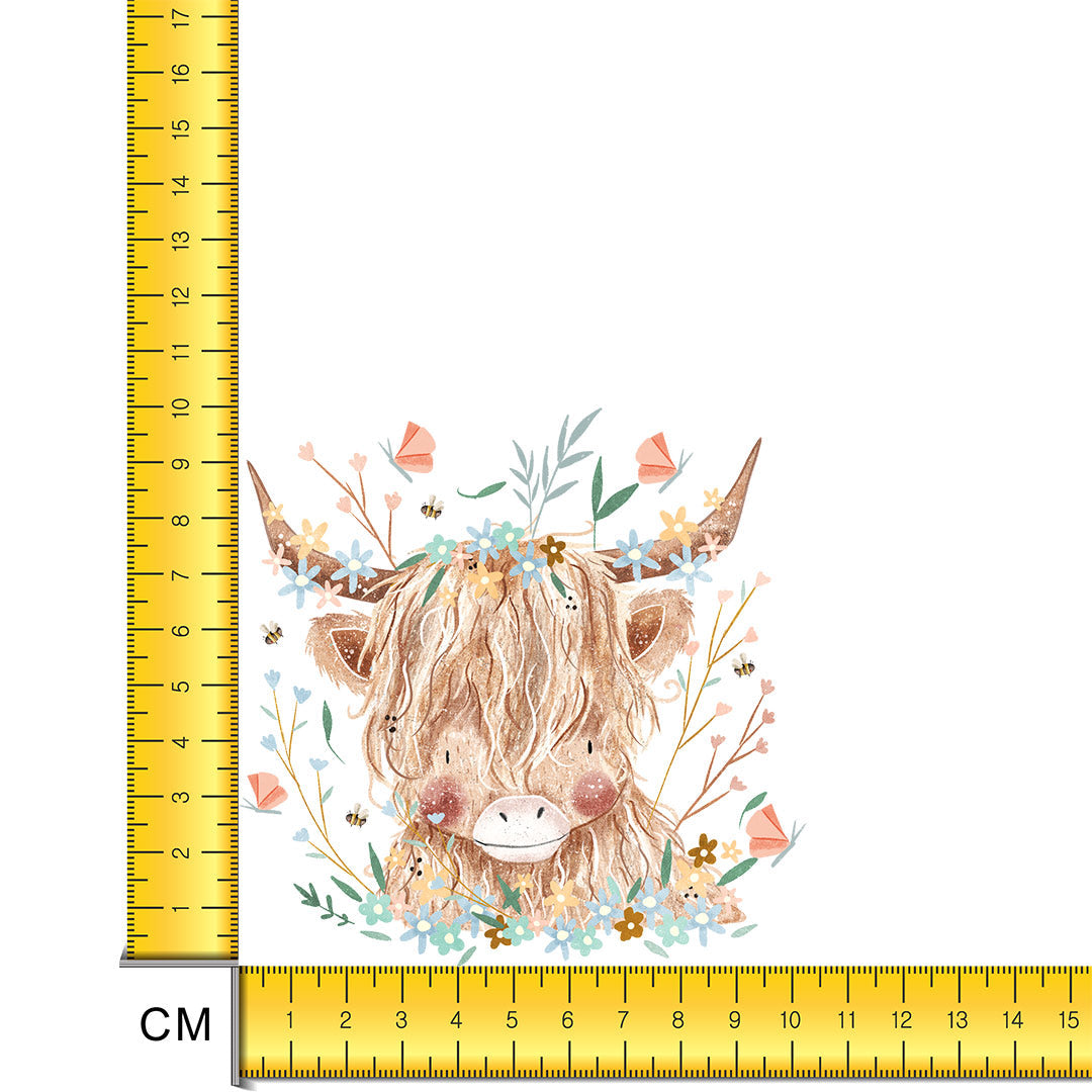 Cute Highland Cow Iron on Fabric Heat Transfer DTF-133