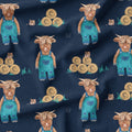 Cute Cows Blue Fabric
