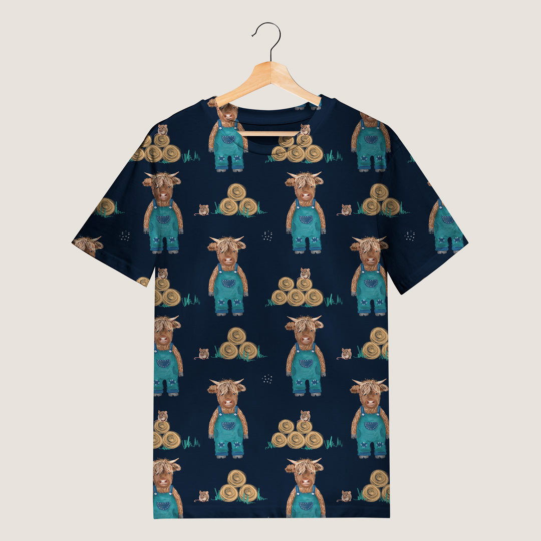 Cute Cows Blue Fabric