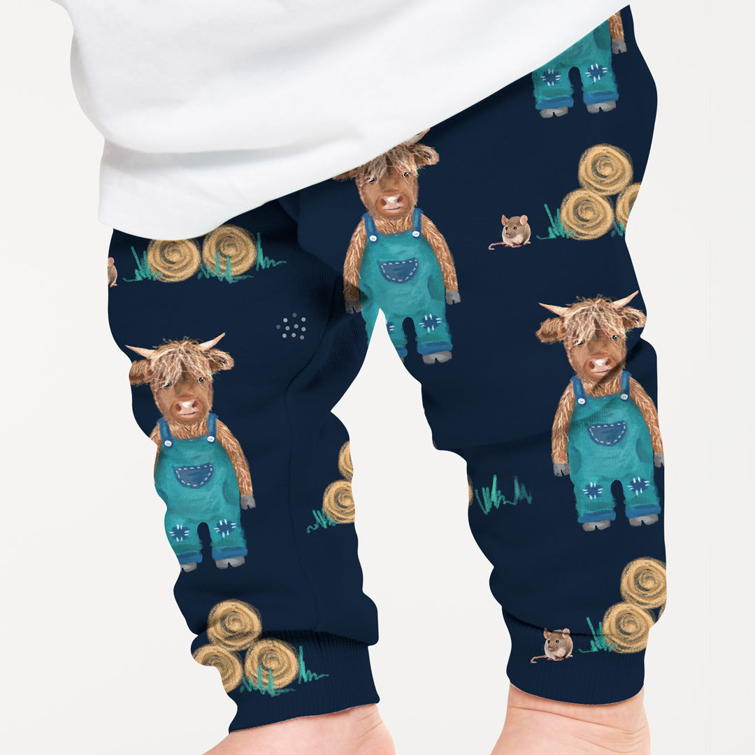 Cute Cows Blue Fabric