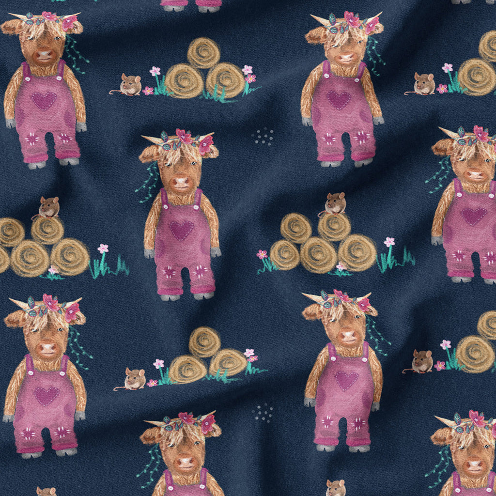 Cute Cows Pink Fabric