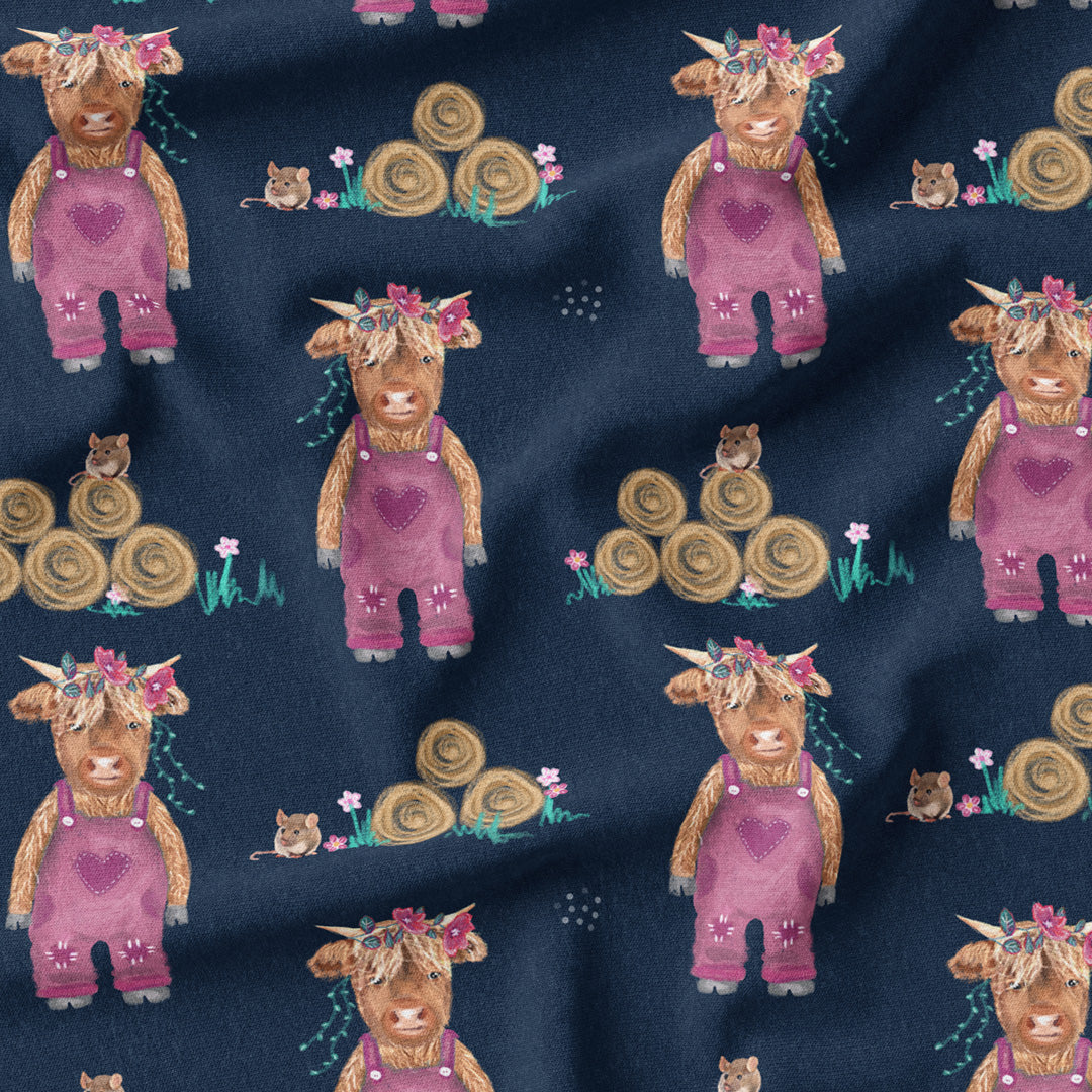 Cute Cows Pink Fabric