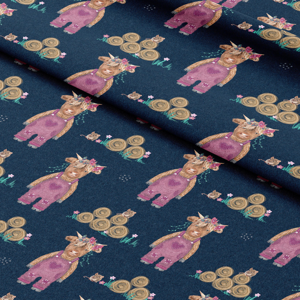 Cute Cows Pink Fabric