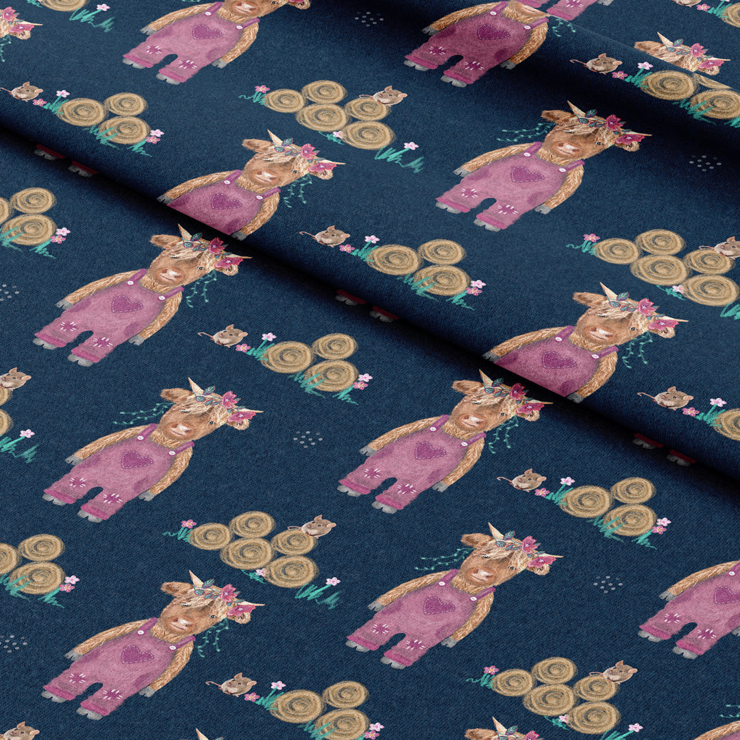 Cute Cows Pink Fabric
