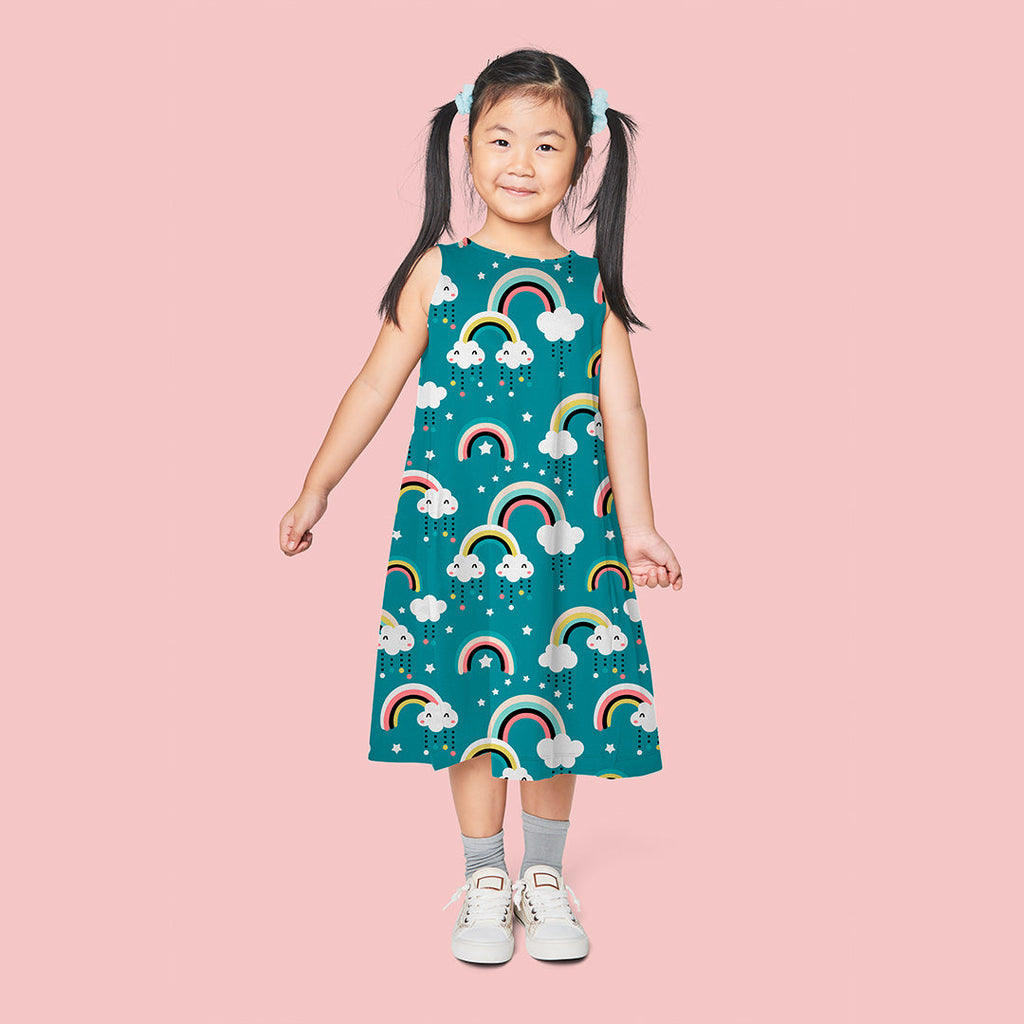 Cute Rainbow Teal Fabric