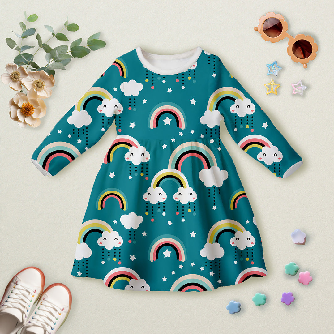 Cute Rainbow Teal Fabric