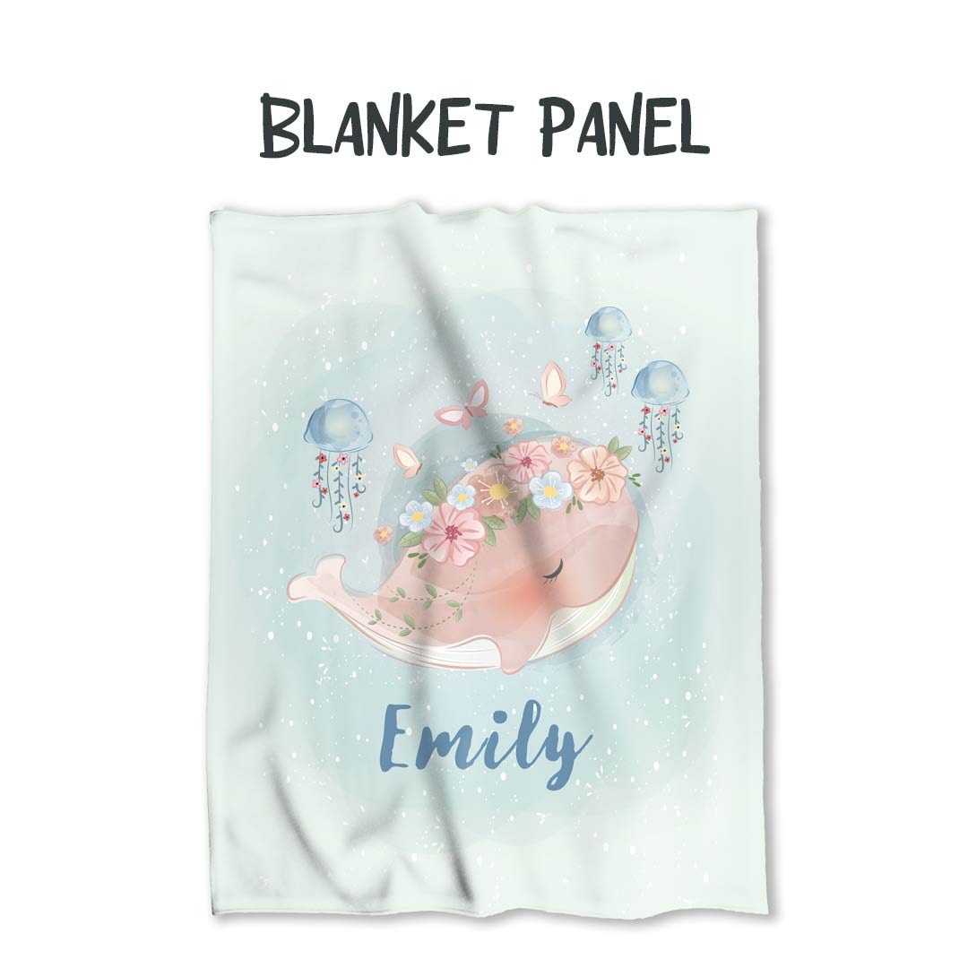 Personalised Cute Whale Fabric Blanket Panel BP-53