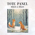TOTE Cute Winter Foxes Fabric Bag Panel