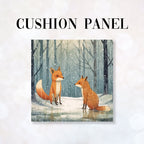 CUSHION Fabric Panel Cute Winter Foxes CP-1247