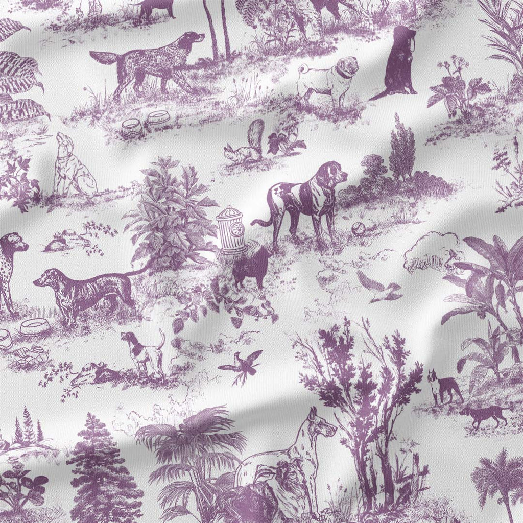Dogs Heather Toile De Jouy Fabric