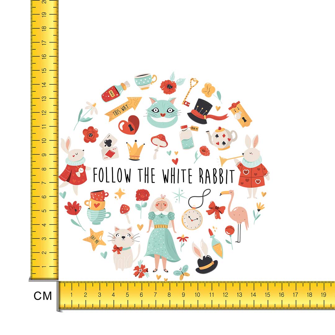 Follow The White Rabbit Iron on Fabric Heat Transfer DTF-195