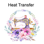 Sewing Machine Floral Wreath Iron on Fabric Heat Transfer DTF-353