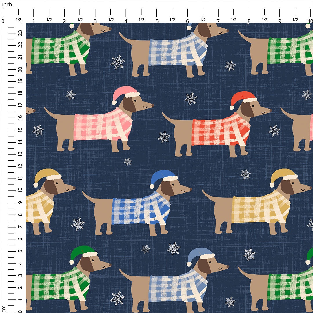 Winter Dachshund Fabric