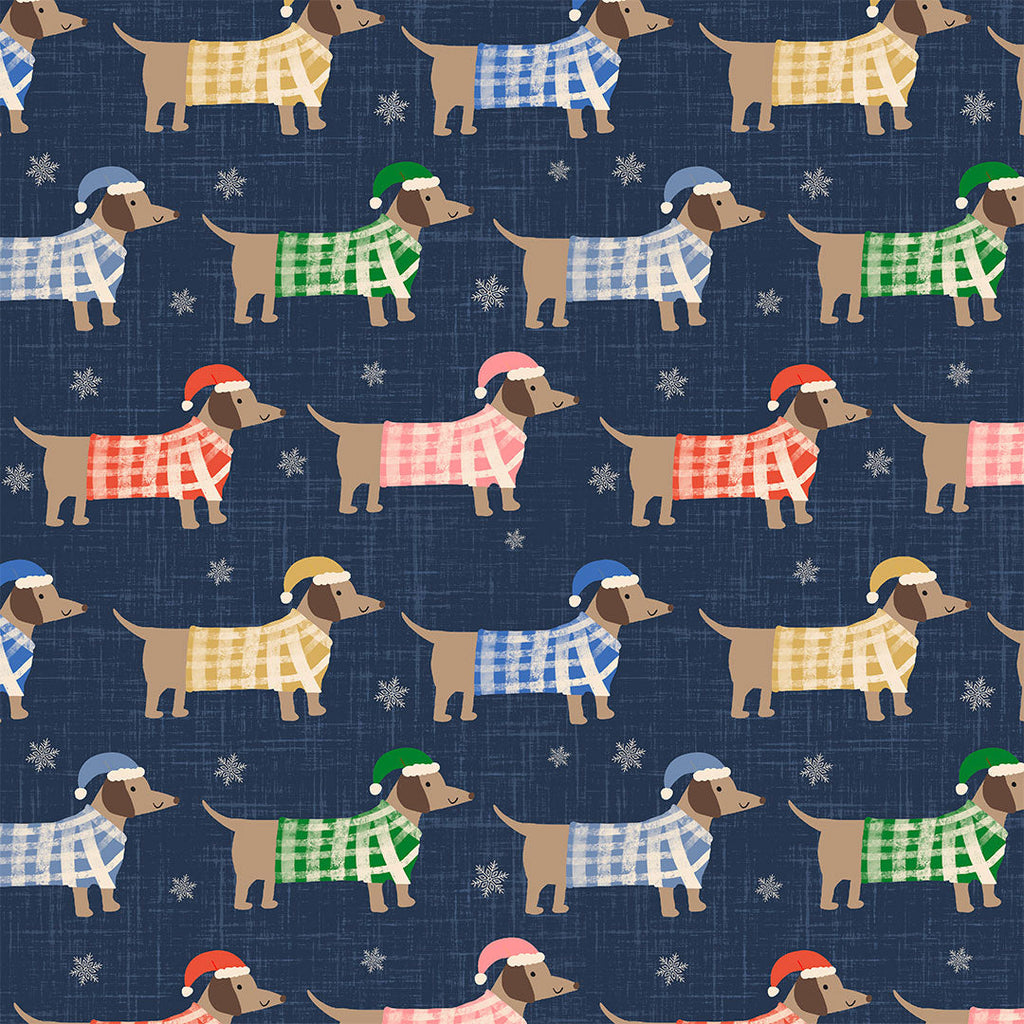 Winter Dachshund Fabric