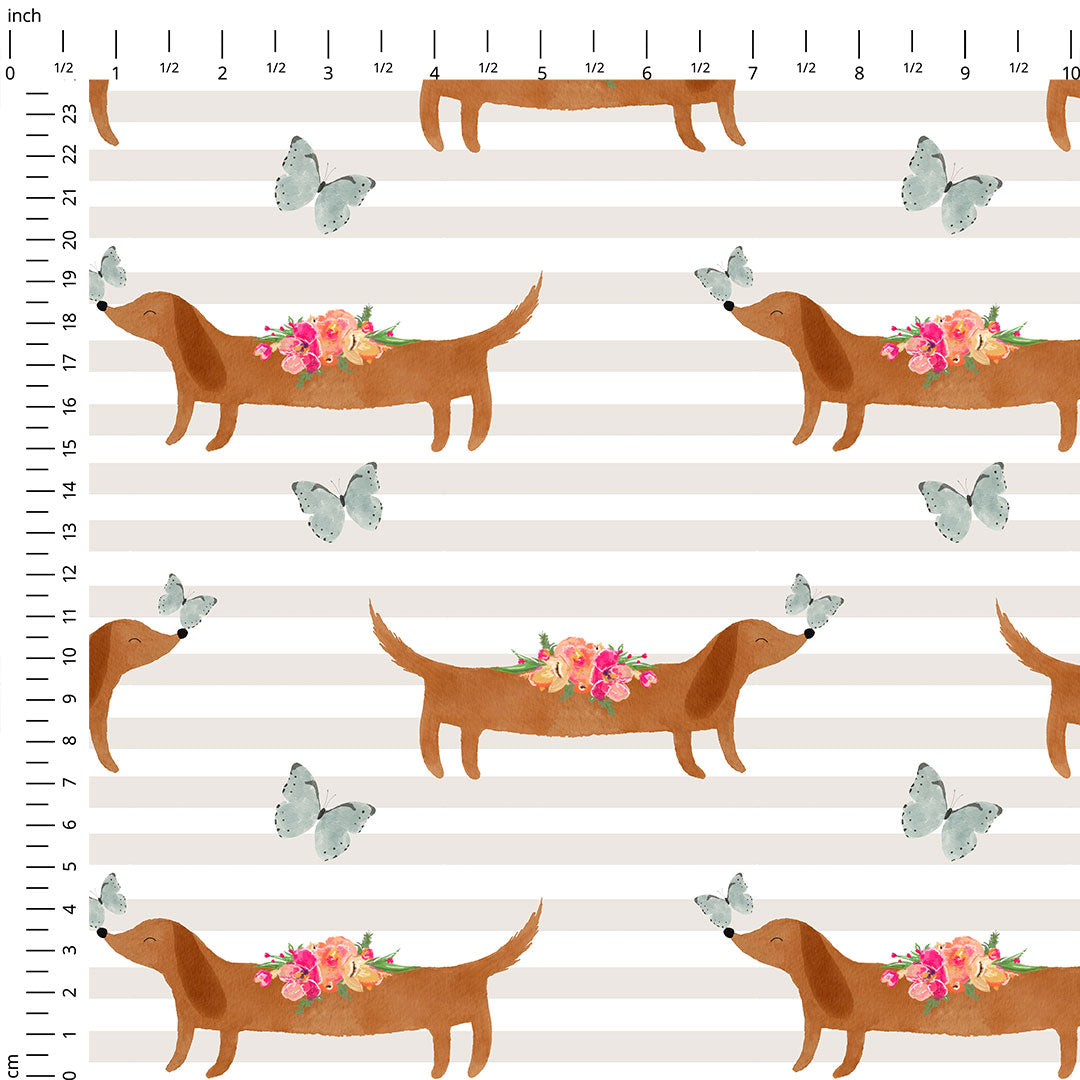 Dachshund Stripes Fabric