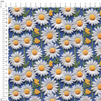 Daisy Blue Embroidery Fabric