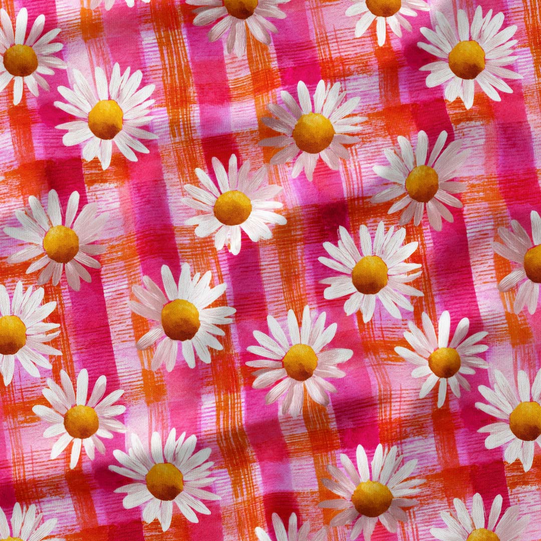 Daisy Pink Gingham Fabric