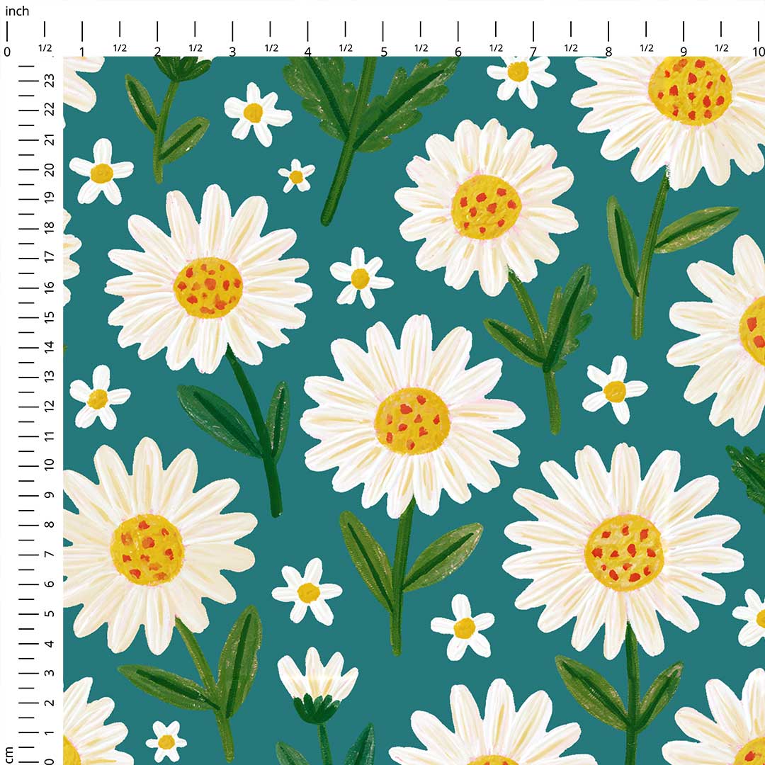 Daisy Teal Fabric