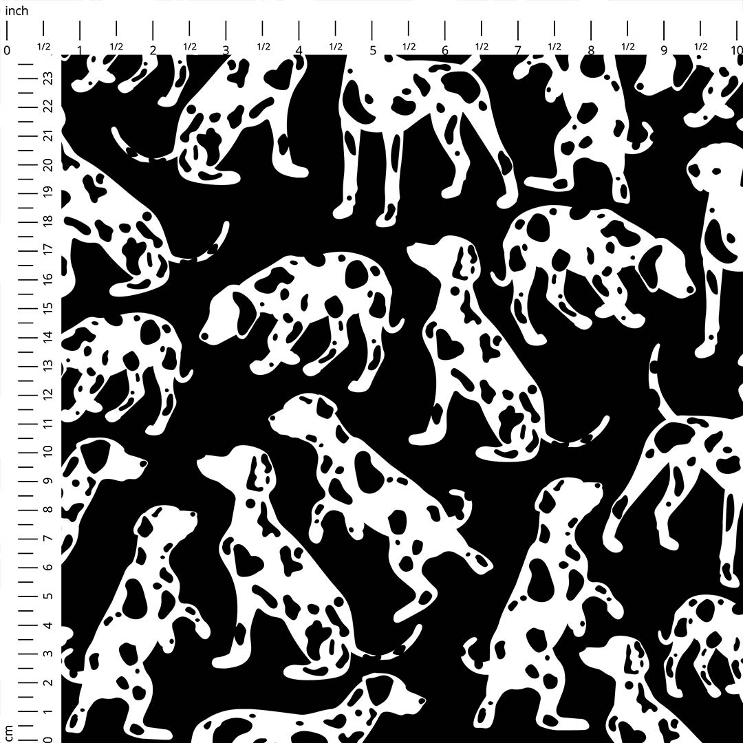 Dalmatian Dogs Black Fabric