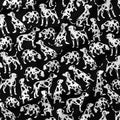 Dalmatian Dogs Black Fabric