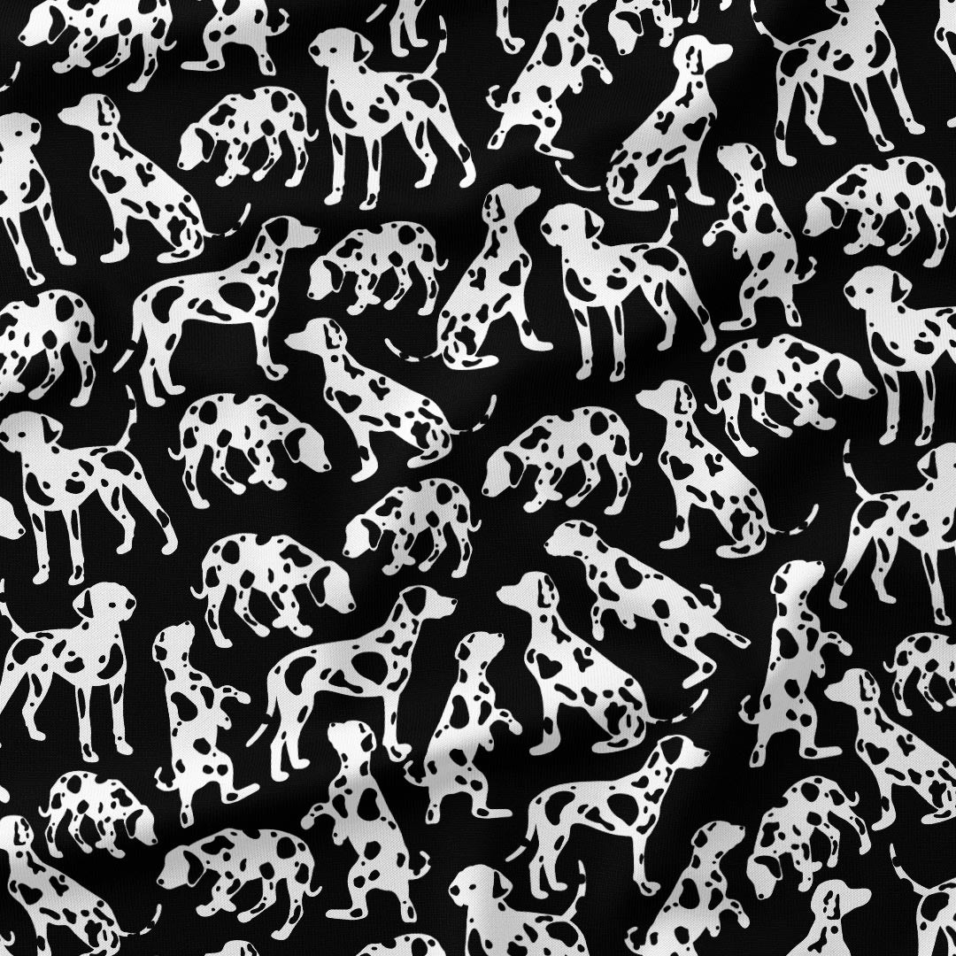 Dalmatian Dogs Black Fabric