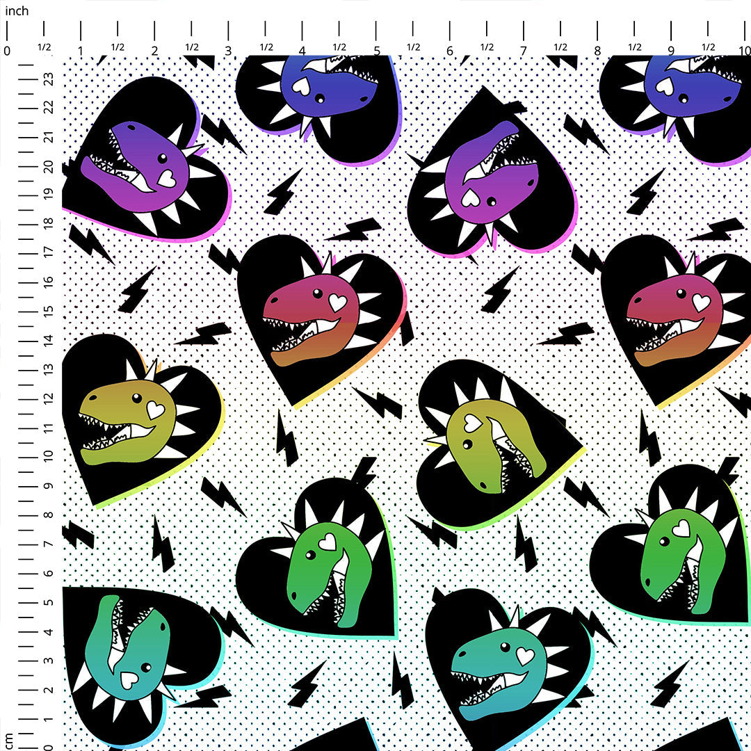 Dino Hearts Fabric