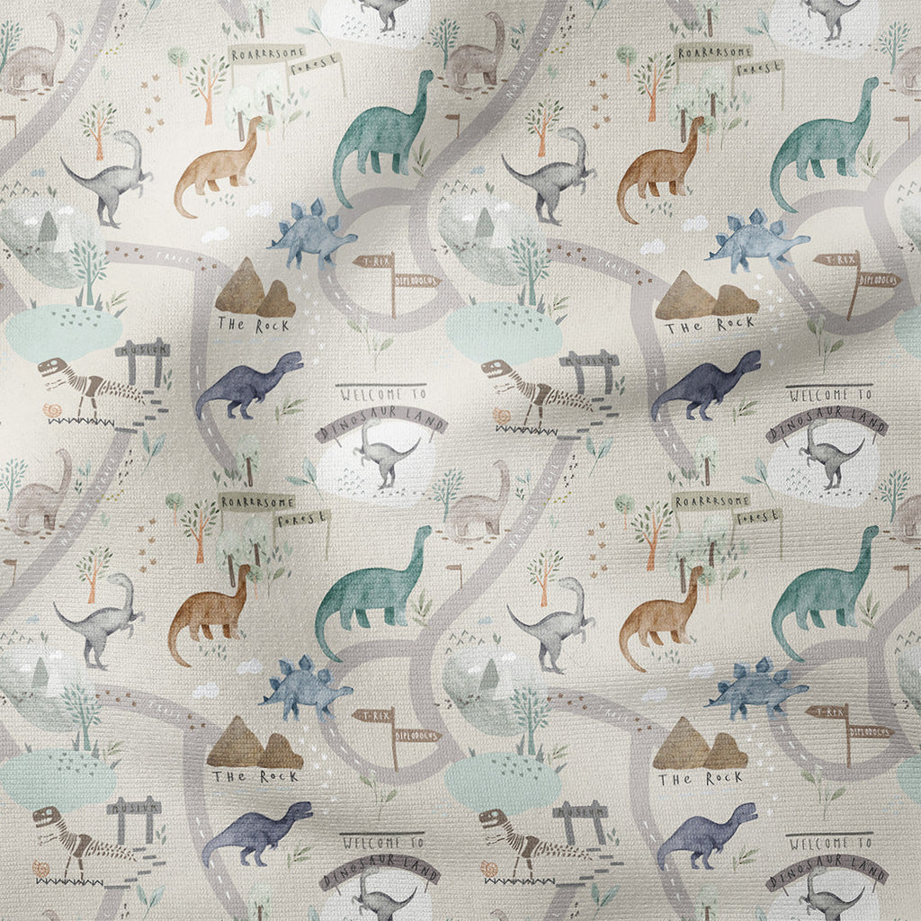 Dino Land Grey Fabric