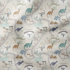 Dino Land Grey Fabric