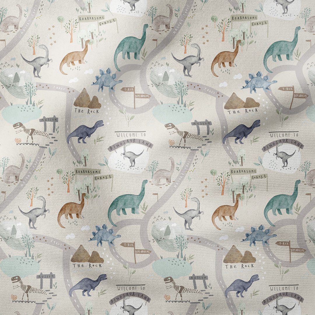 Dino Land Grey Fabric