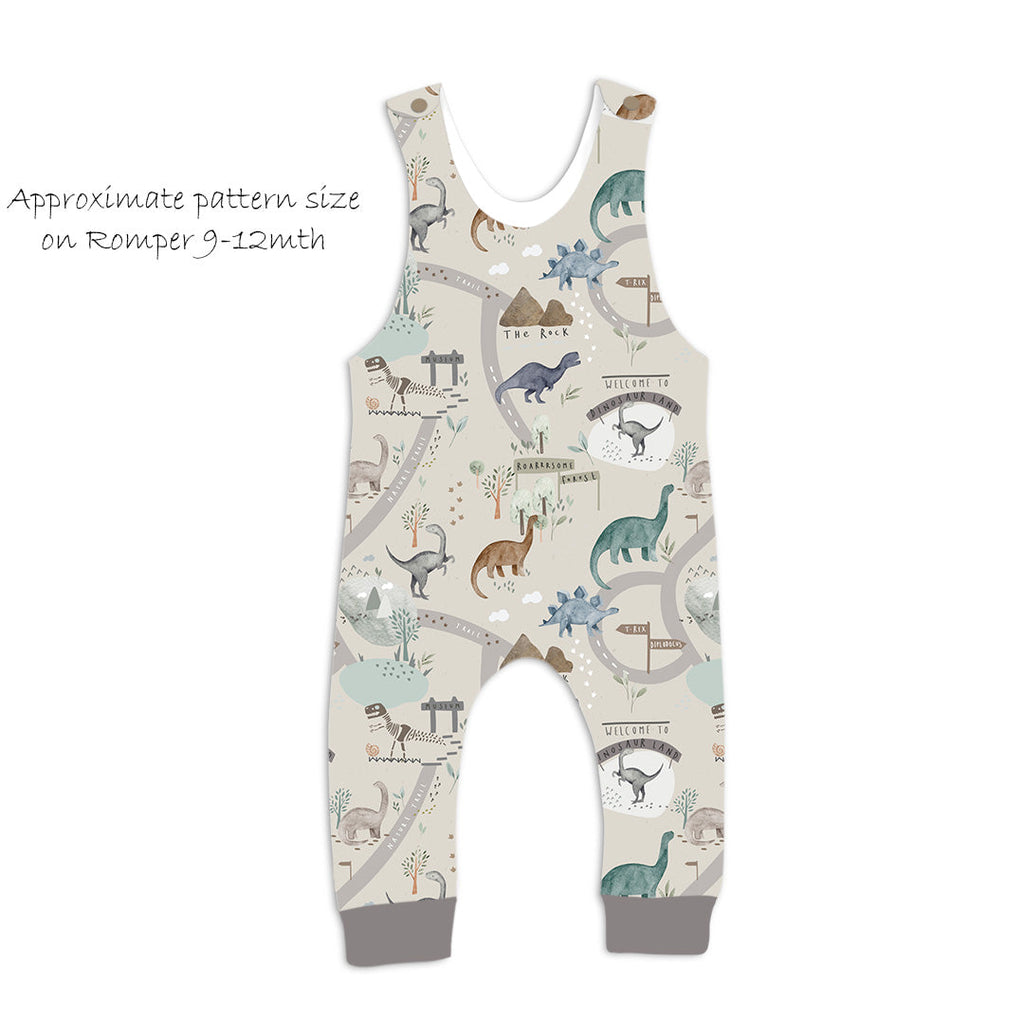 Dino Land Grey Fabric