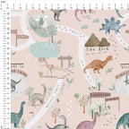 Dino Land Pink Fabric