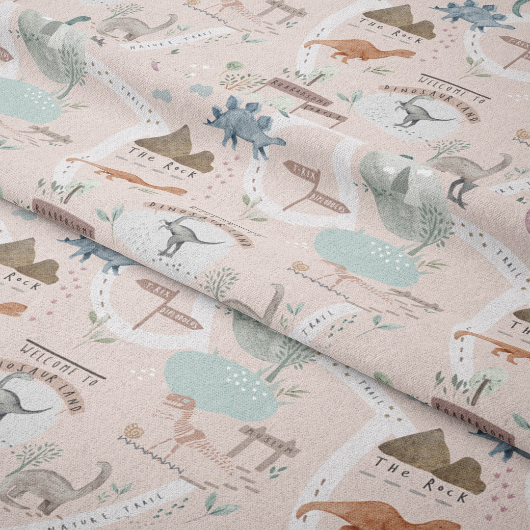 Dino Land Pink Fabric