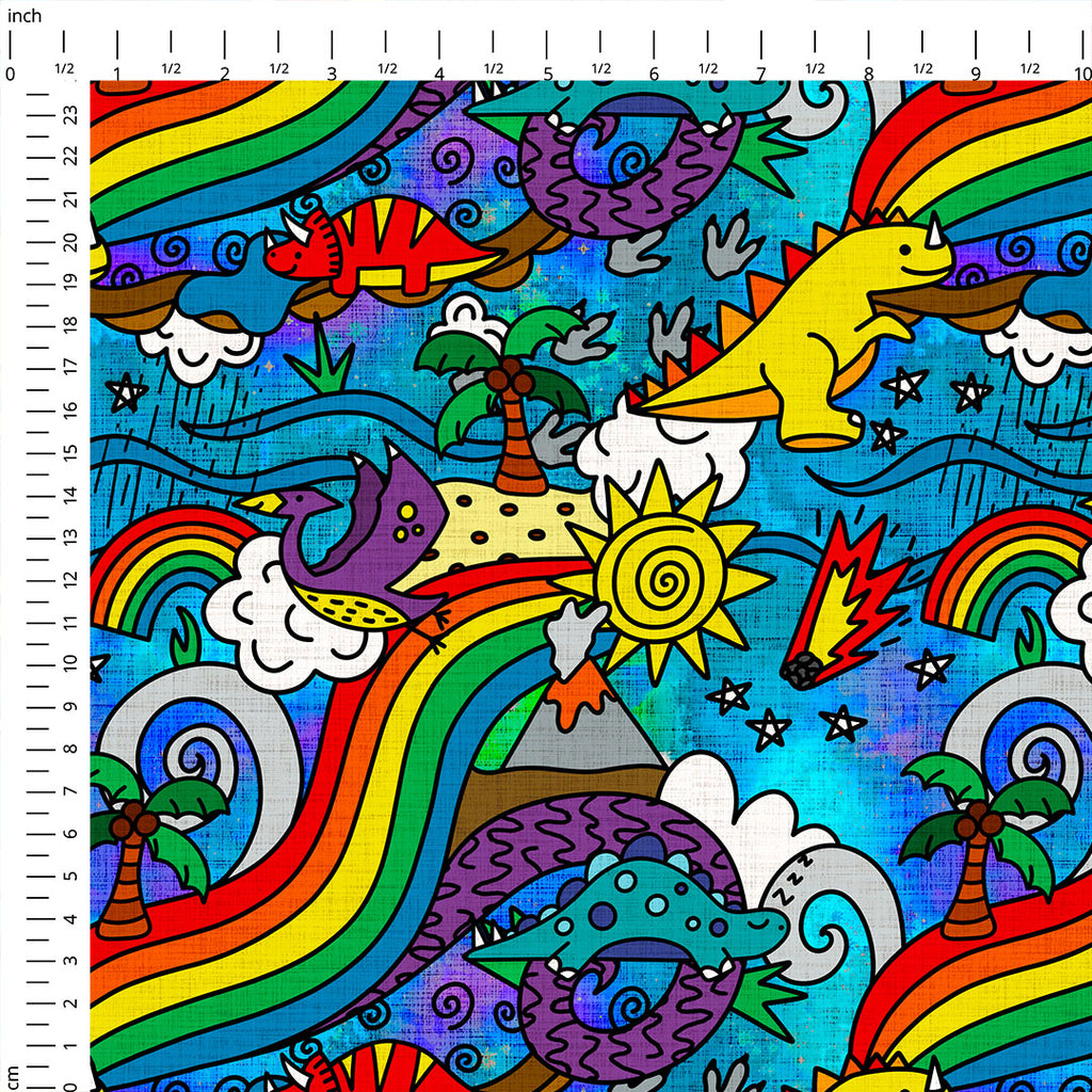 Dino Rainbow Fabric