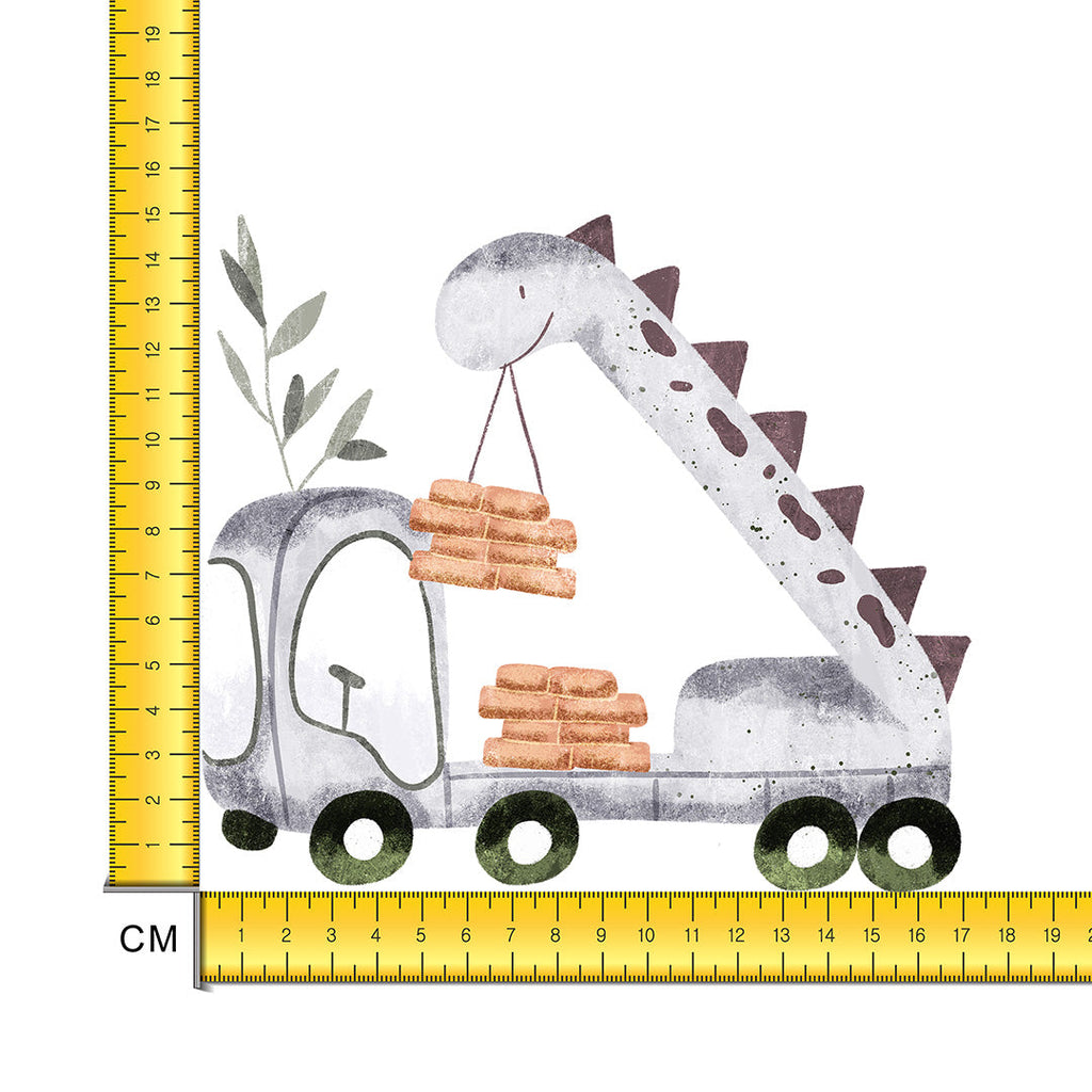 Dino Truck Iron on Fabric Heat Transfer DTF-177