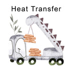 Dino Truck Iron on Fabric Heat Transfer DTF-177