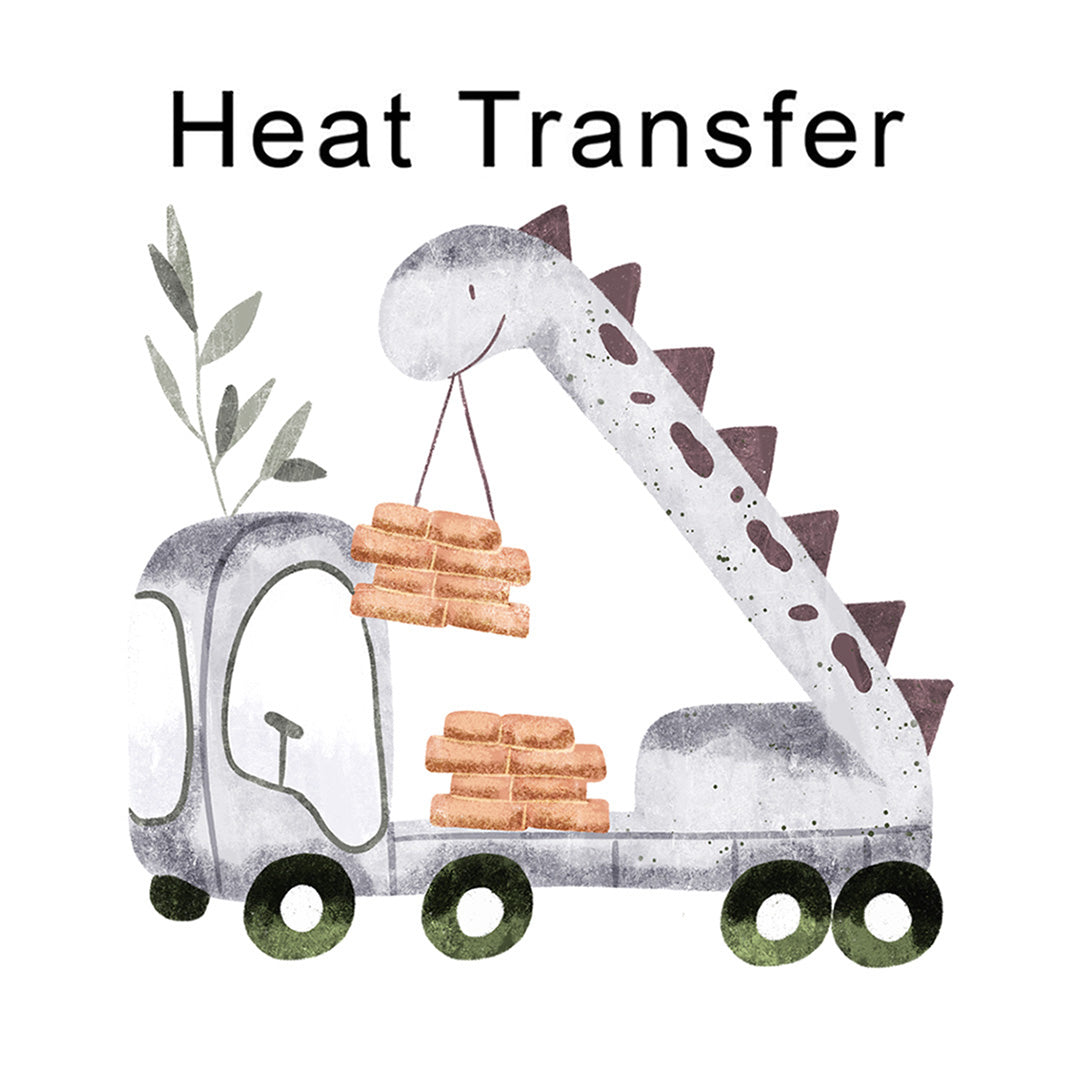 Dino Truck Iron on Fabric Heat Transfer DTF-177