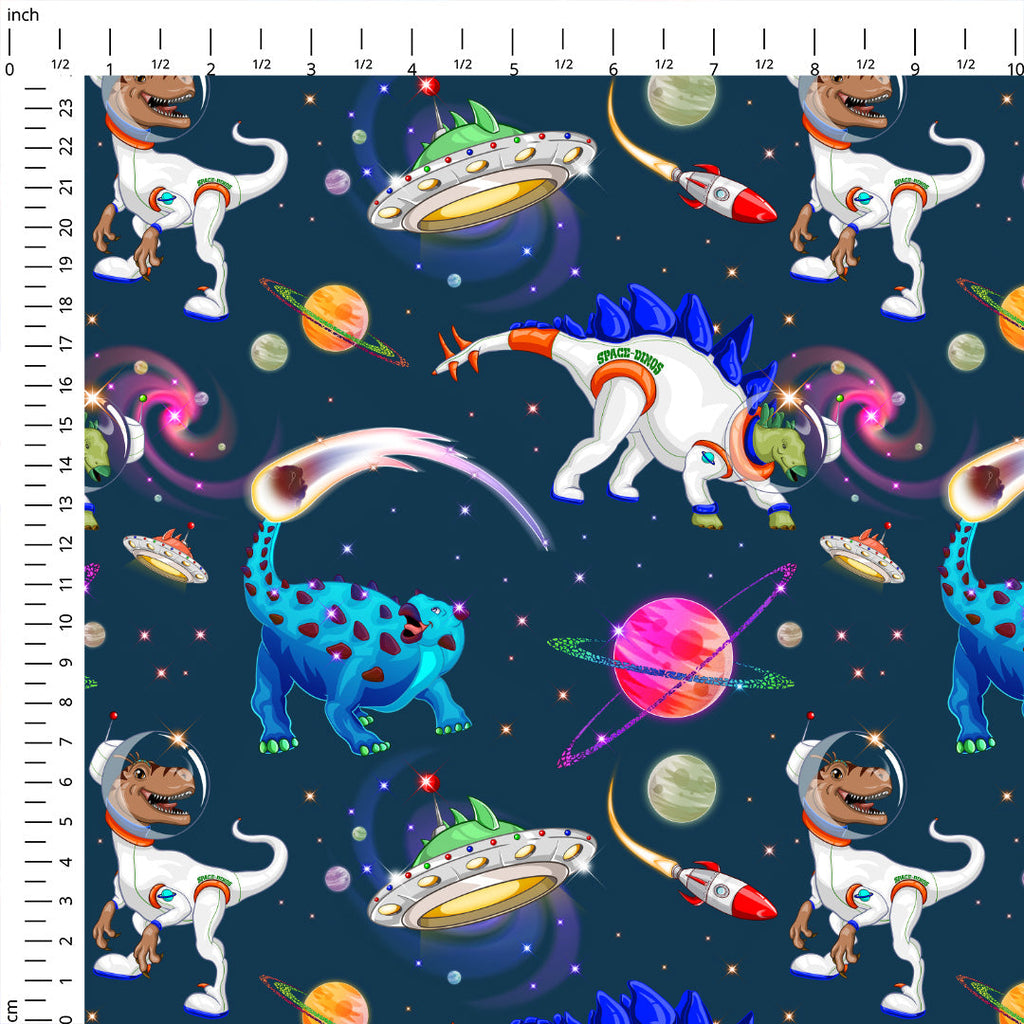 Dino Universe Blue Fabric