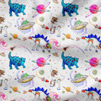 Dino Universe White Fabric