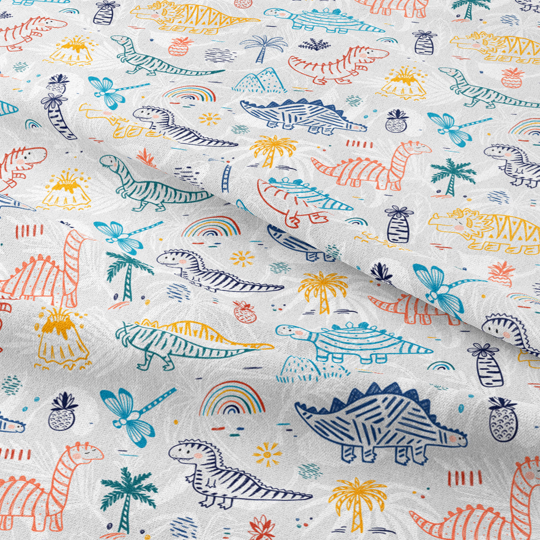 Dinosaurs Grey Fabric
