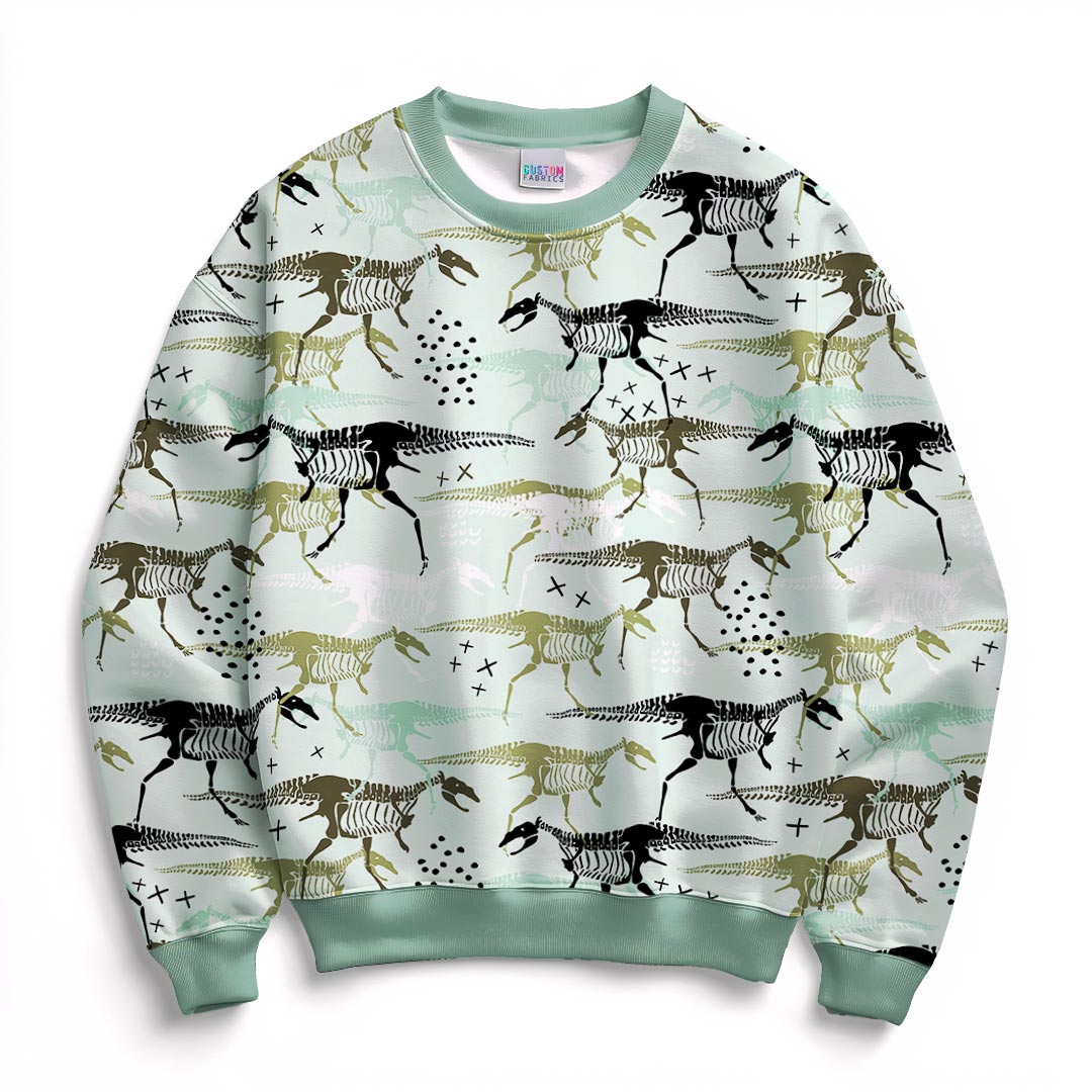 Dinosaur Bones Mint Fabric