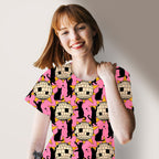 Disco Ball Cat Pink Fabric