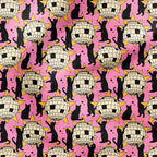 Disco Ball Cat Pink Fabric