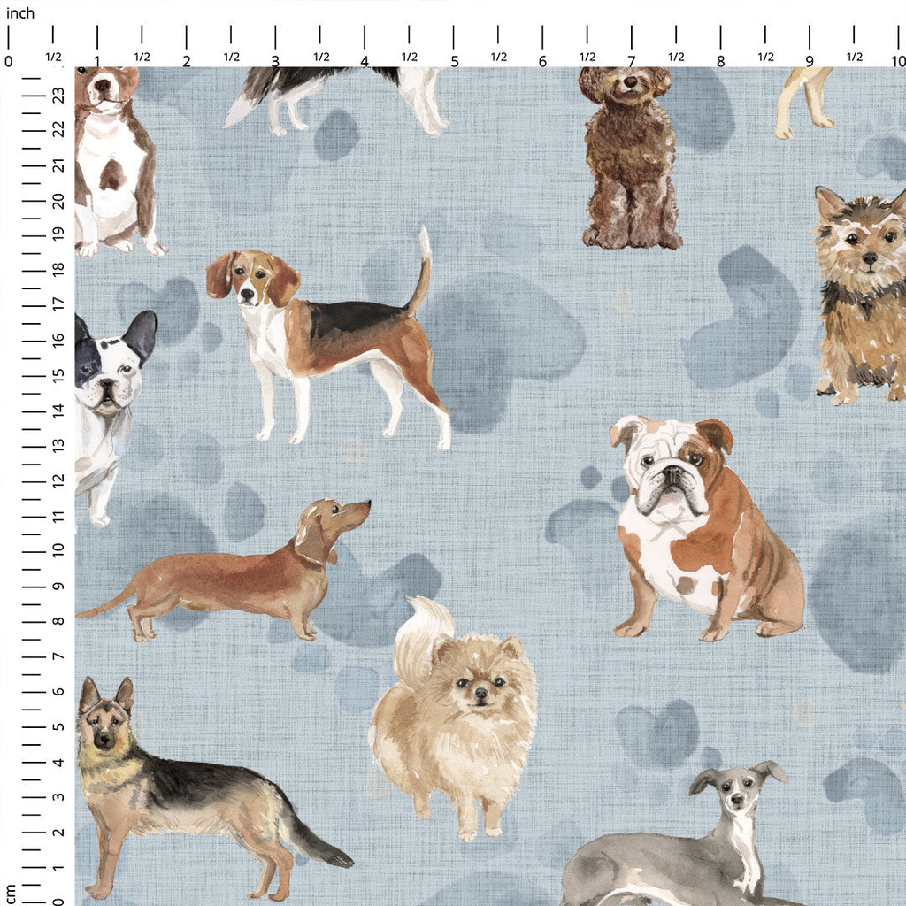 Dogs Blue Fabric