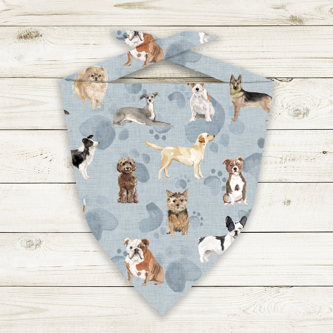 Dogs Blue Fabric