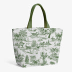 Dogs Green Toile De Jouy Fabric